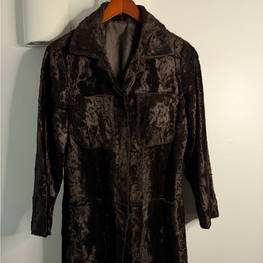 Dark Brown Faux Fur Long Coat